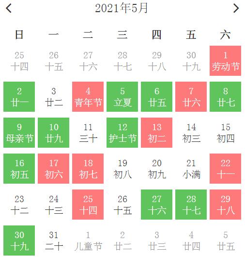 星期二 冲马(丙午)煞南公元2021年05月07日 农历三月廿六 星期五 冲鸡