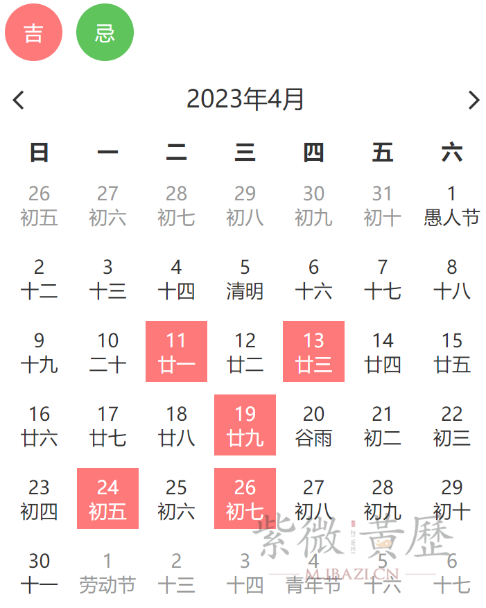 2023年4月乔迁新居黄道吉日