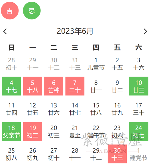 2023年6月理发吉日