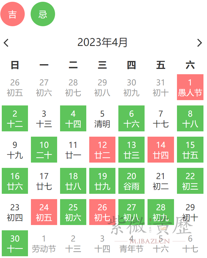 2023年4月开工黄道吉日一览表