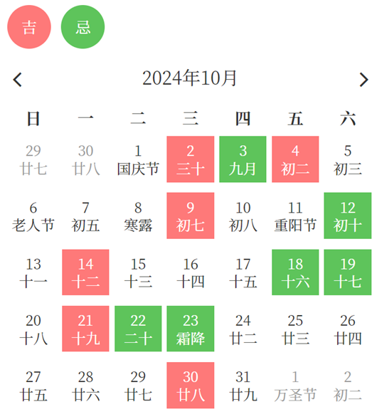 2024年10月买车黄道吉日查询