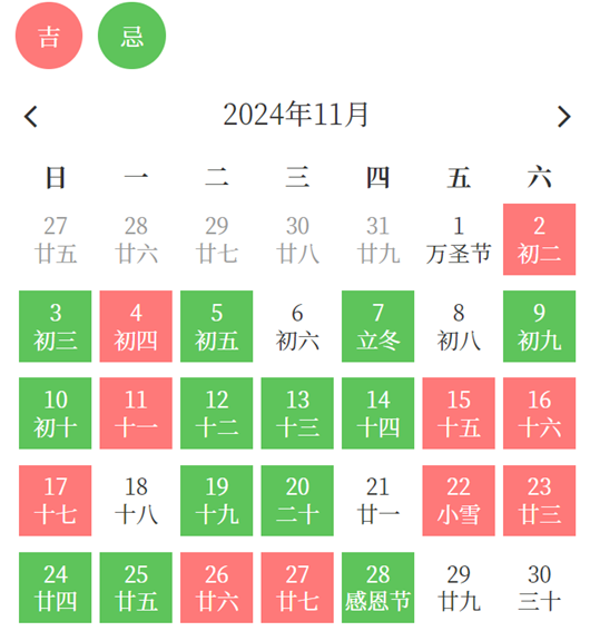 2024年11月动土吉日一览表