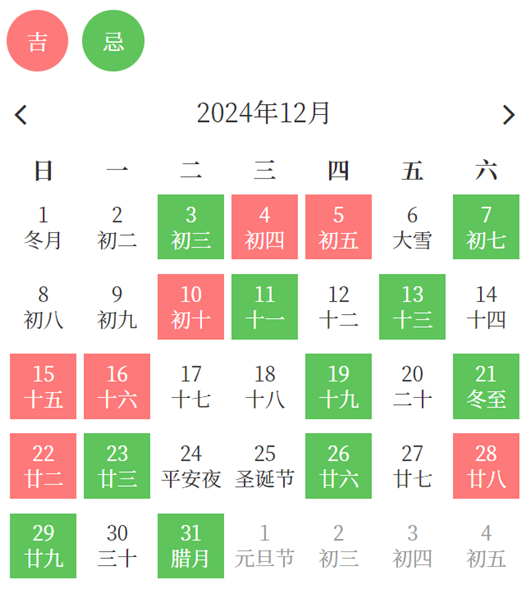 2024年12月开业吉日